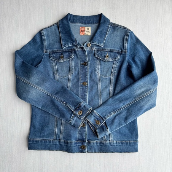 RUFF HEWN Stretch Jean Jacket M Medium Indigo Classic Denim Casual Comfort - Picture 6 of 15